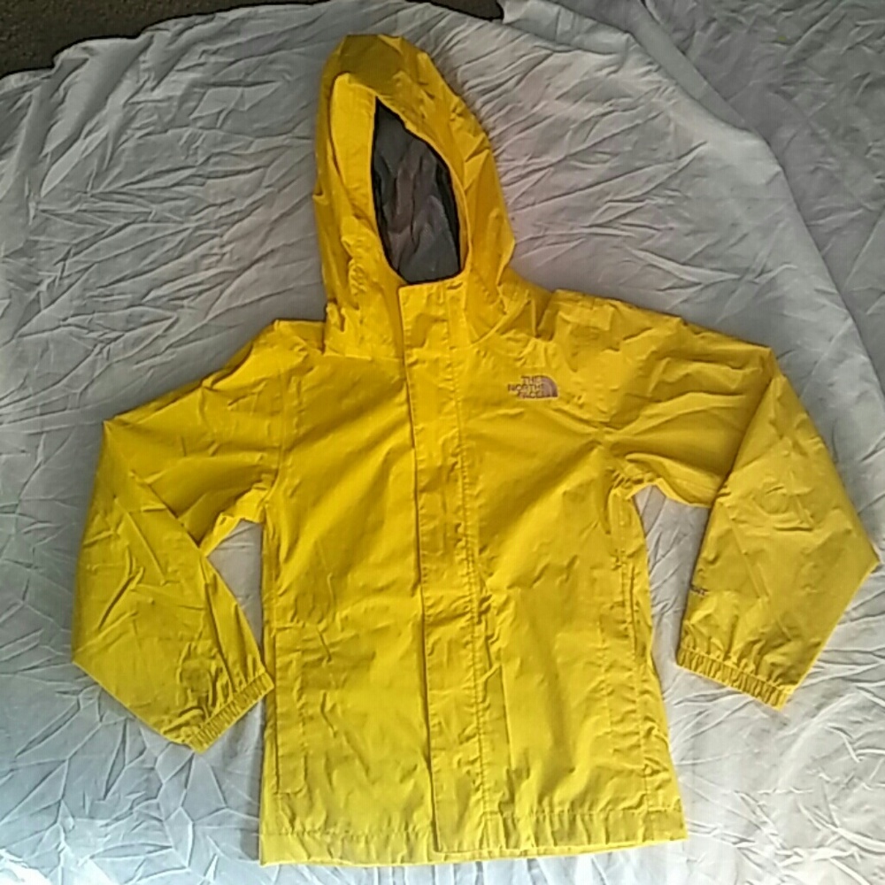 Girls The North Face yellow rain jacket